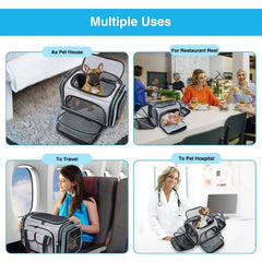 Airline Approved Pet Carrier, Large Soft Sided Pet Travel TSA Carrier 4 Sides Expandable Cat Collapsible Carriing