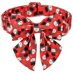 USP Christmas Dog Collar with Bow tie, Cotton Dog Collar Red Holiday Dog Necklace for Small Medium Large Dog